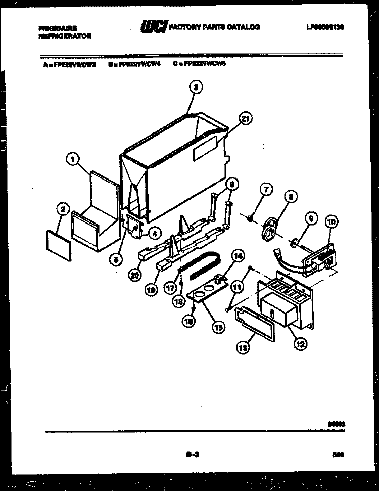 ICE DISPENSER Diagram and Parts List for FPE22VWCH3  Frigidaire Refrigerator
