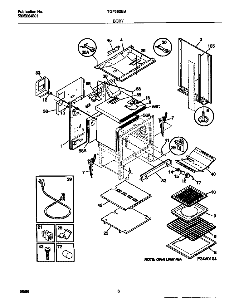 BODY Diagram and Parts List for TGF362BBBD  Tappan Range