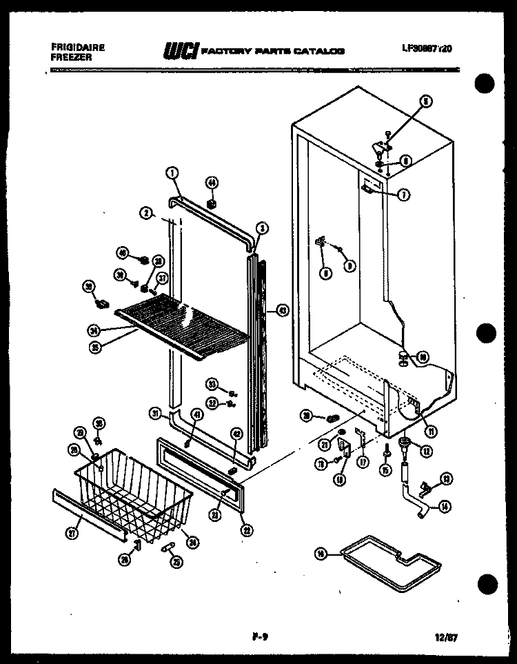 CABINET PARTS Diagram and Parts List for UFP16DL3  Frigidaire Freezer