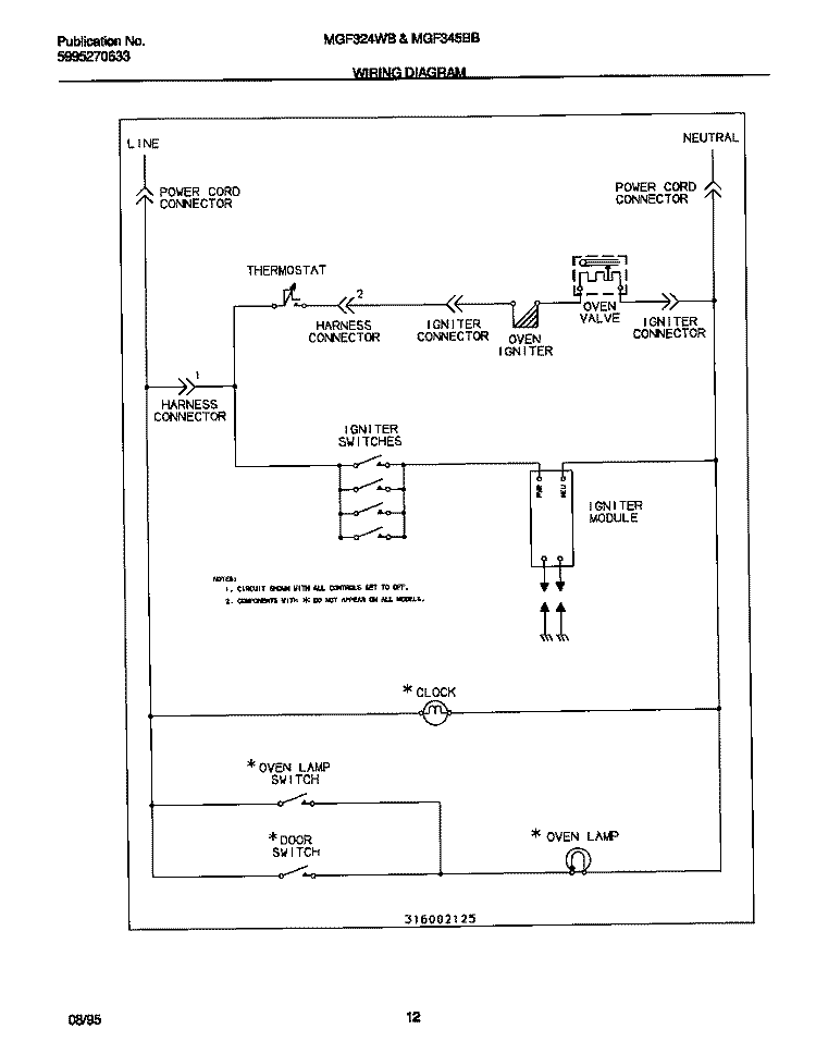 WIRING DIAGRAM Diagram and Parts List for MGF324WBSC  Frigidaire Range