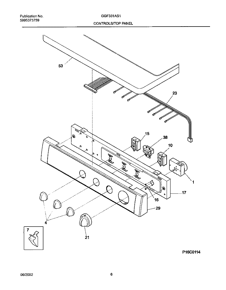 CONTROL PANEL Diagram and Parts List for GGF331AS1  Gibson Dryer