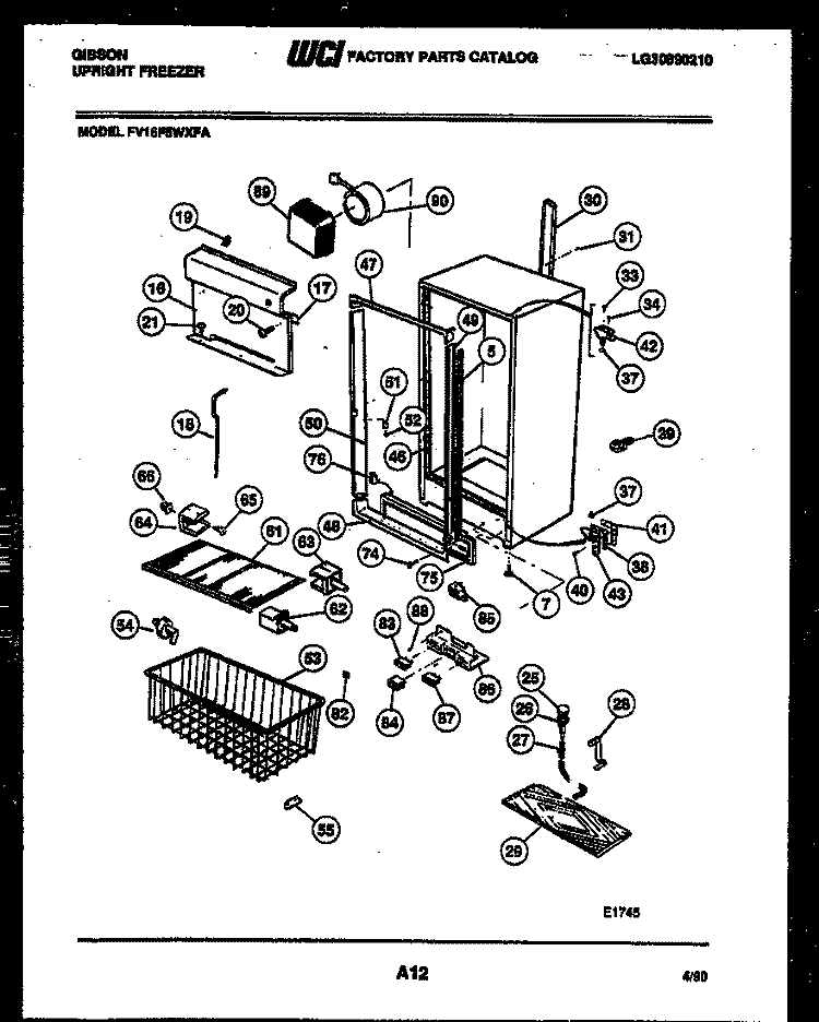 CABINET PARTS Diagram and Parts List for FV16F5WXFA  Gibson Freezer