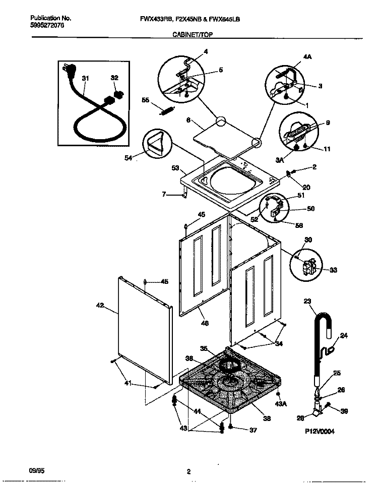 CABINET / TOP Diagram and Parts List for FWX433RBS3  Frigidaire Washer