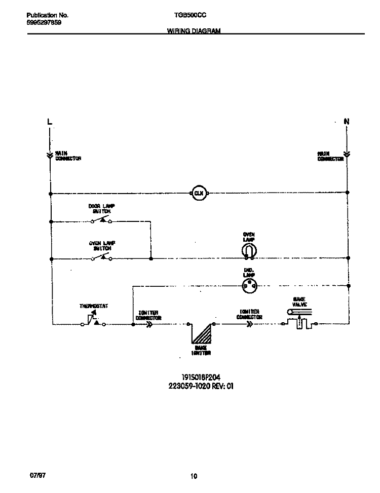 WIRING DIAGRAM Diagram and Parts List for TGB500CCB3  Tappan Wall Oven