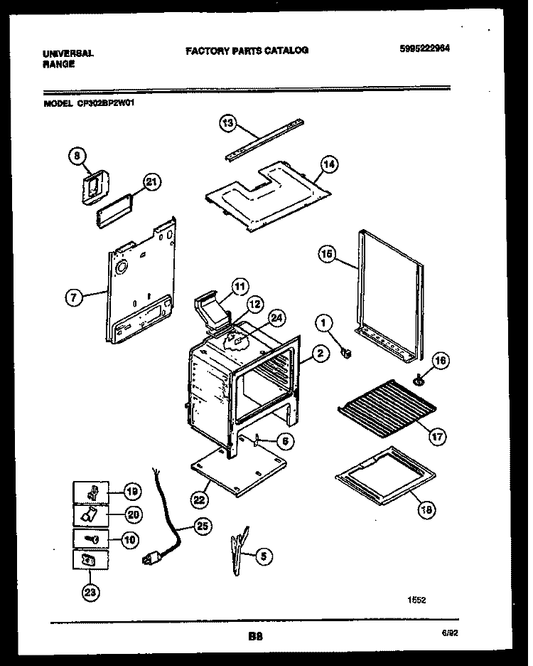 BODY PARTS Diagram and Parts List for CP302BP2D1  Frigidaire Range