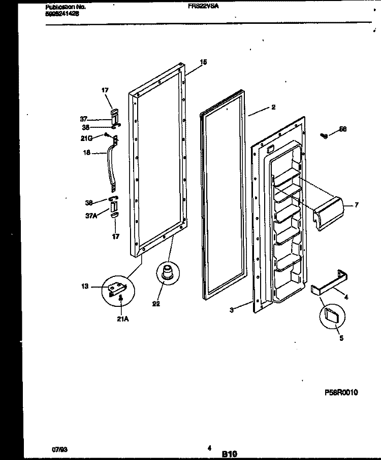 REFRIGERATOR DOOR PARTS Diagram and Parts List for FRS22VSAD0  Frigidaire Refrigerator