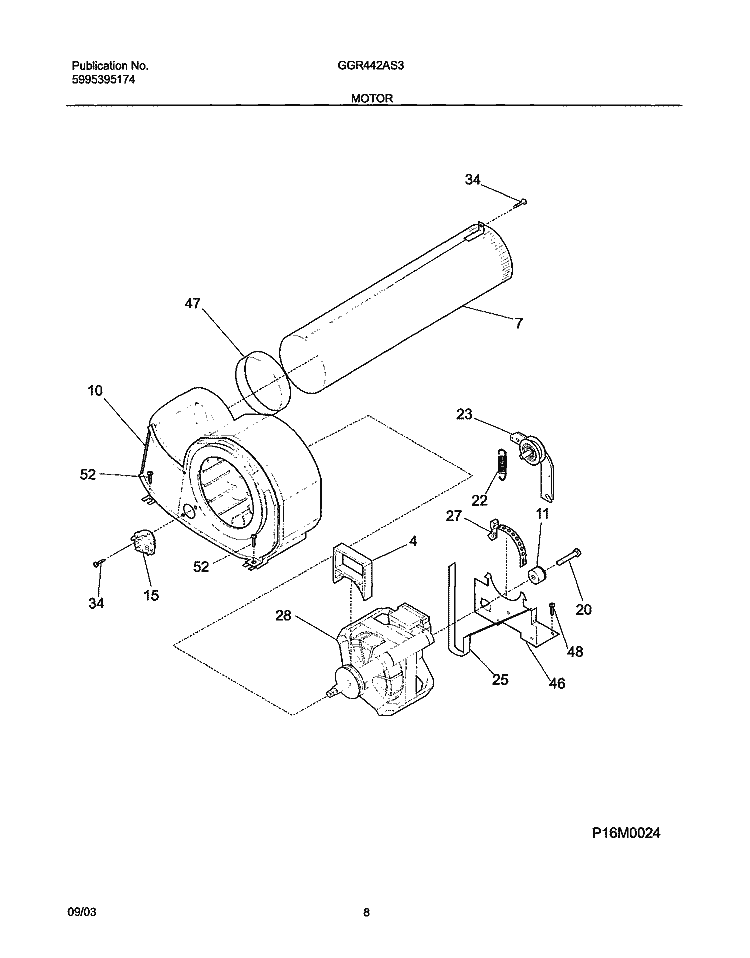 MOTOR Diagram and Parts List for GGR442AS3  Gibson Dryer