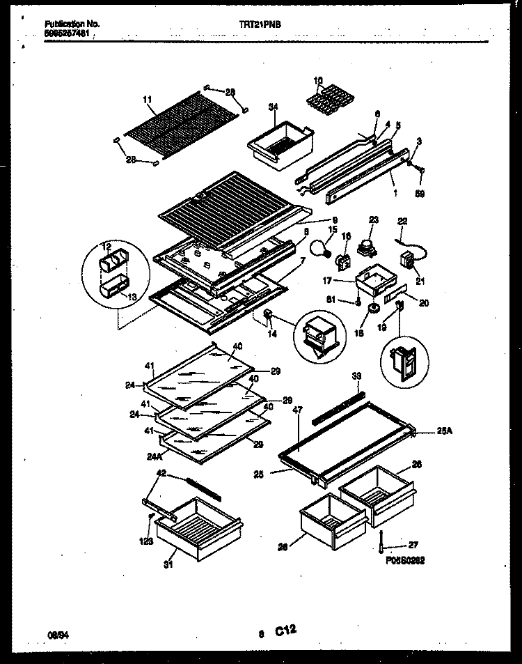 SHELVES AND SUPPORTS Diagram and Parts List for TRT21PNBD0  Tappan Refrigerator