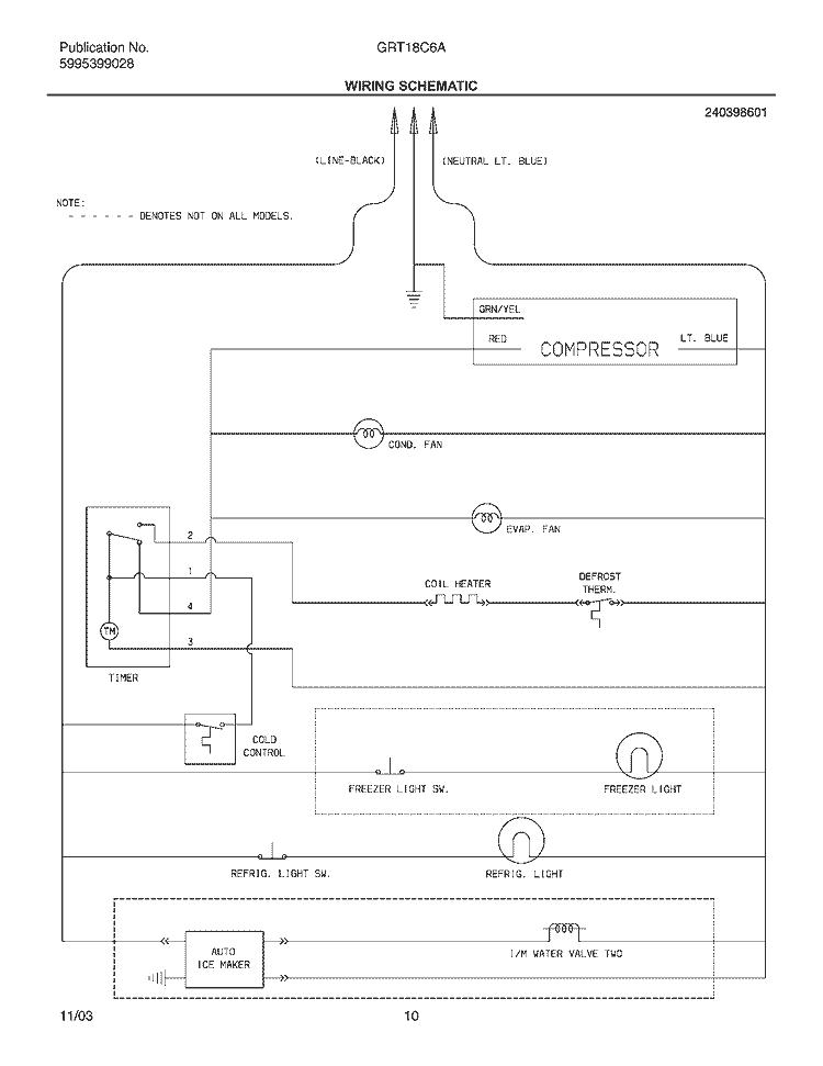 WIRING SCHEMATIC Diagram and Parts List for GRT18C6AW9  Gibson Refrigerator
