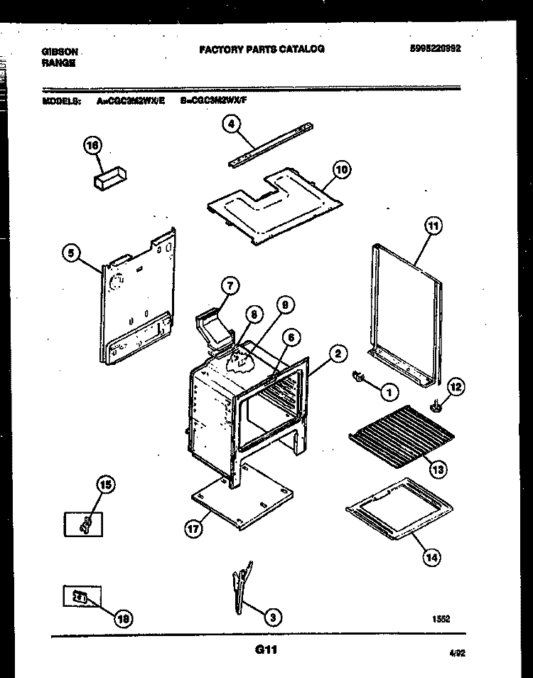 BODY PARTS Diagram and Parts List for CGC3M2WXE  Gibson Range