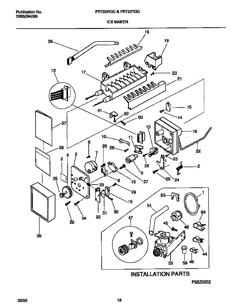 ICE MAKER Diagram and Parts List for FRT22RGCD0  Frigidaire Refrigerator
