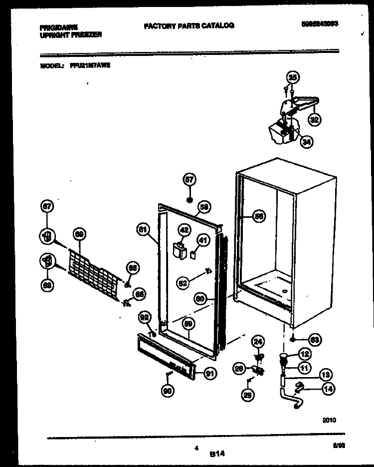 CABINET PARTS Diagram and Parts List for FFU21M7AW2  Frigidaire Freezer