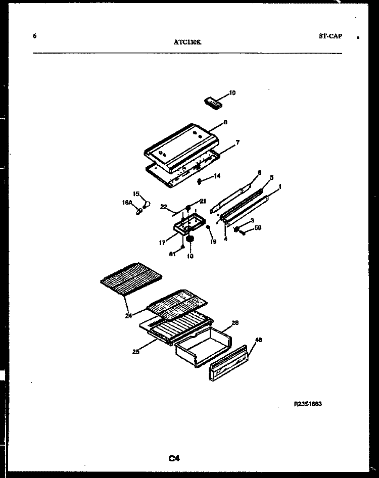 SHELVES AND SUPPORTS Diagram and Parts List for ATC130BK2  Frigidaire Refrigerator