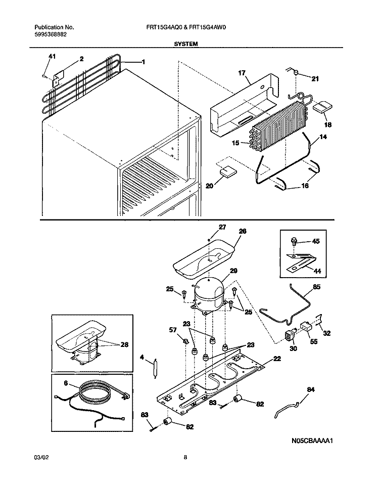 SYSTEM Diagram and Parts List for FRT15G4AW0  Frigidaire Refrigerator