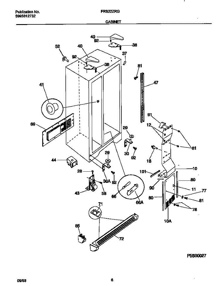 CABINET Diagram and Parts List for FRS22ZRGB2  Frigidaire Refrigerator