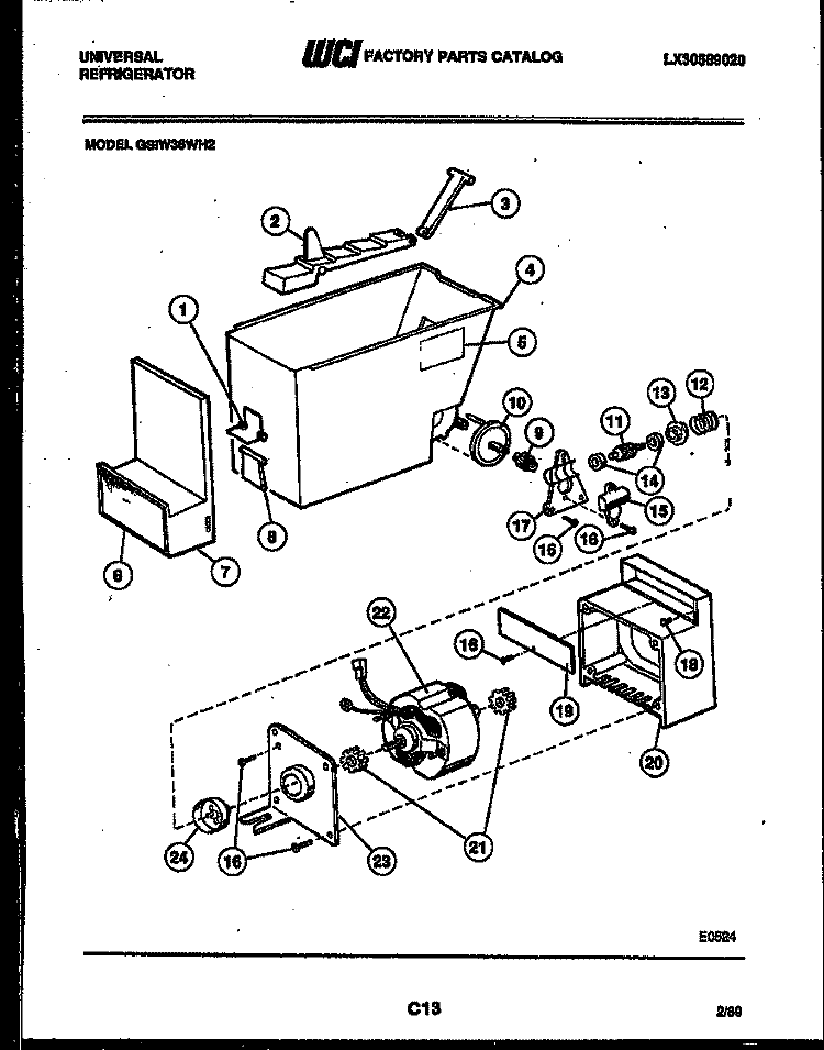 ICE DISPENSER Diagram and Parts List for GSIW36WHW2  Frigidaire Refrigerator