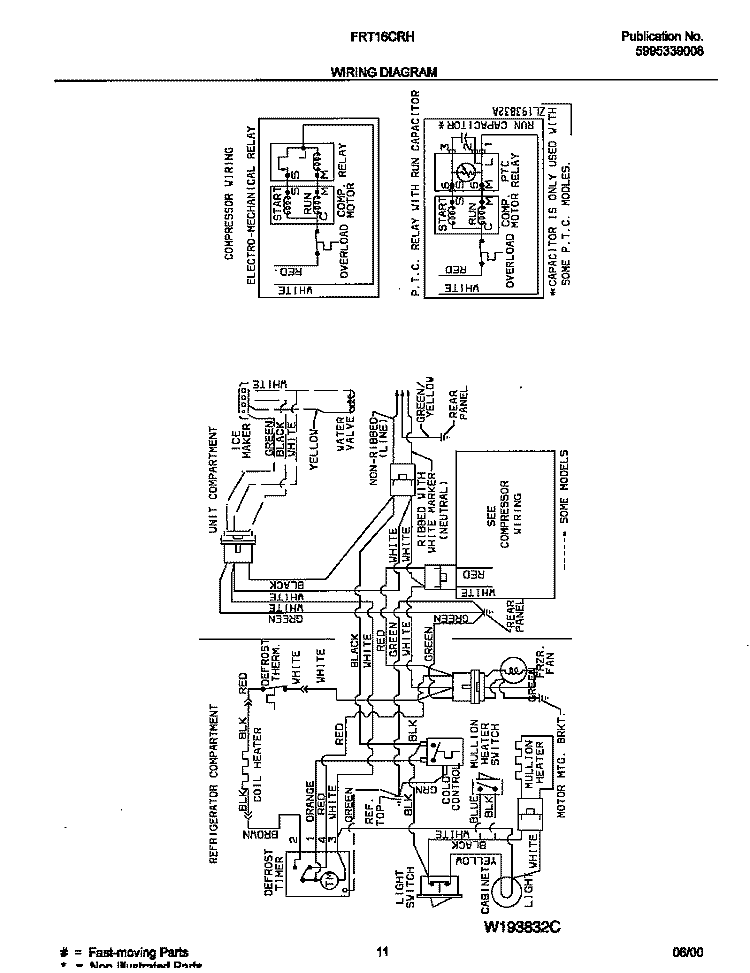 WIRING DIAGRAM Diagram and Parts List for FRT16CRHD2  Frigidaire Refrigerator