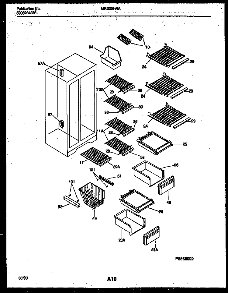 SHELVES AND SUPPORTS Diagram and Parts List for MRS20HRAD1  Uni Refrigerator