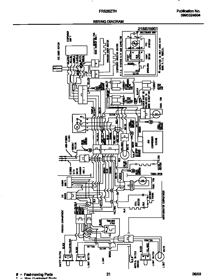 WIRING DIAGRAM Diagram and Parts List for FRS26ZTHB0  Frigidaire Refrigerator