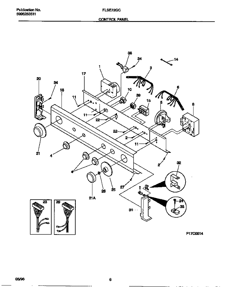 CONTROL PANEL Diagram and Parts List for FLSE72GCS3  Frigidaire Washer Dryer Combo