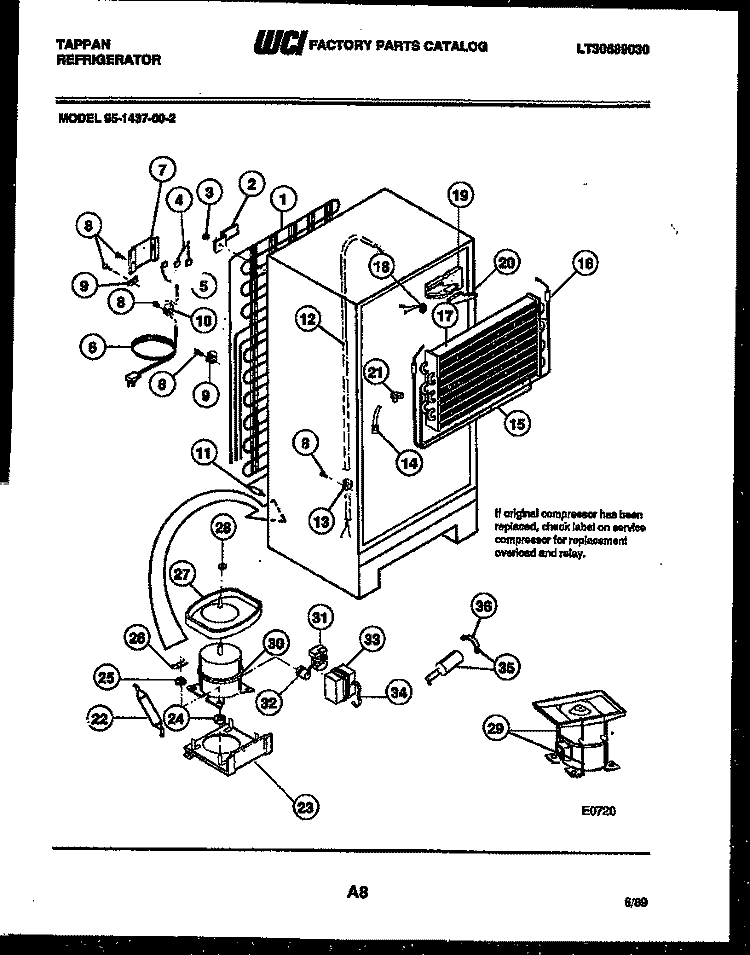 SYSTEM AND AUTOMATIC DEFROST PARTS Diagram and Parts List for 95-1437-00-02  Tappan Refrigerator
