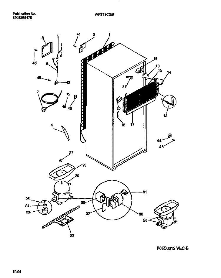 COOLING SYSTEM Diagram and Parts List for WRT13CGBZ1  Frigidaire Refrigerator