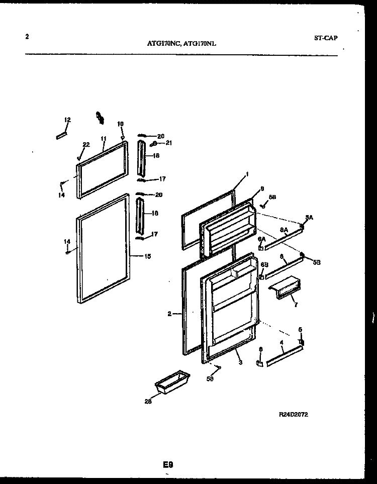DOOR PARTS Diagram and Parts List for ATG170NCD2  Frigidaire Refrigerator