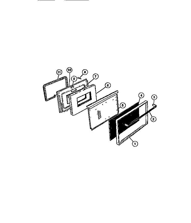 OVEN DOOR Diagram and Parts List for CGC4C6DXC  Gibson Range
