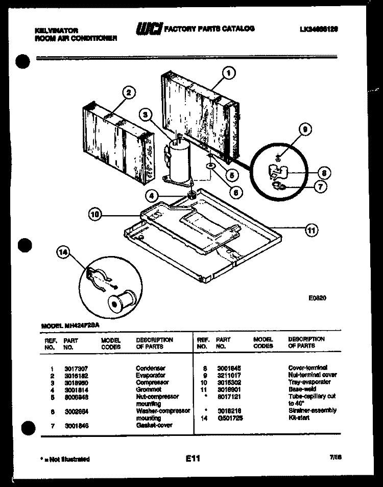 SYSTEM PARTS Diagram and Parts List for MH424F2SA  Kelvinator Air Conditioner