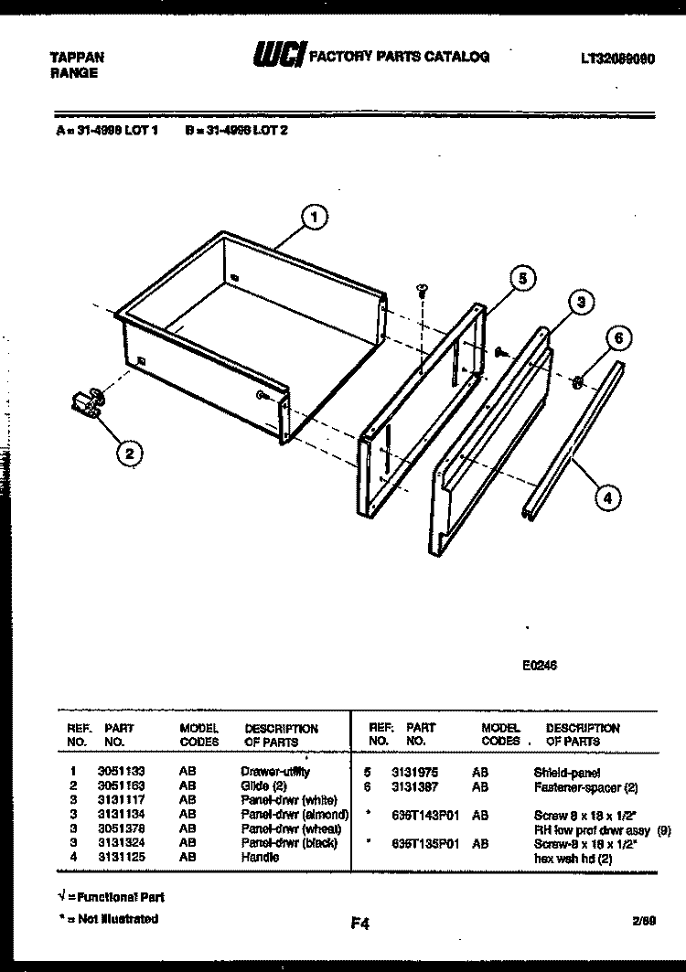 DOOR PARTS Diagram and Parts List for 30-2758-00-02  Tappan Range