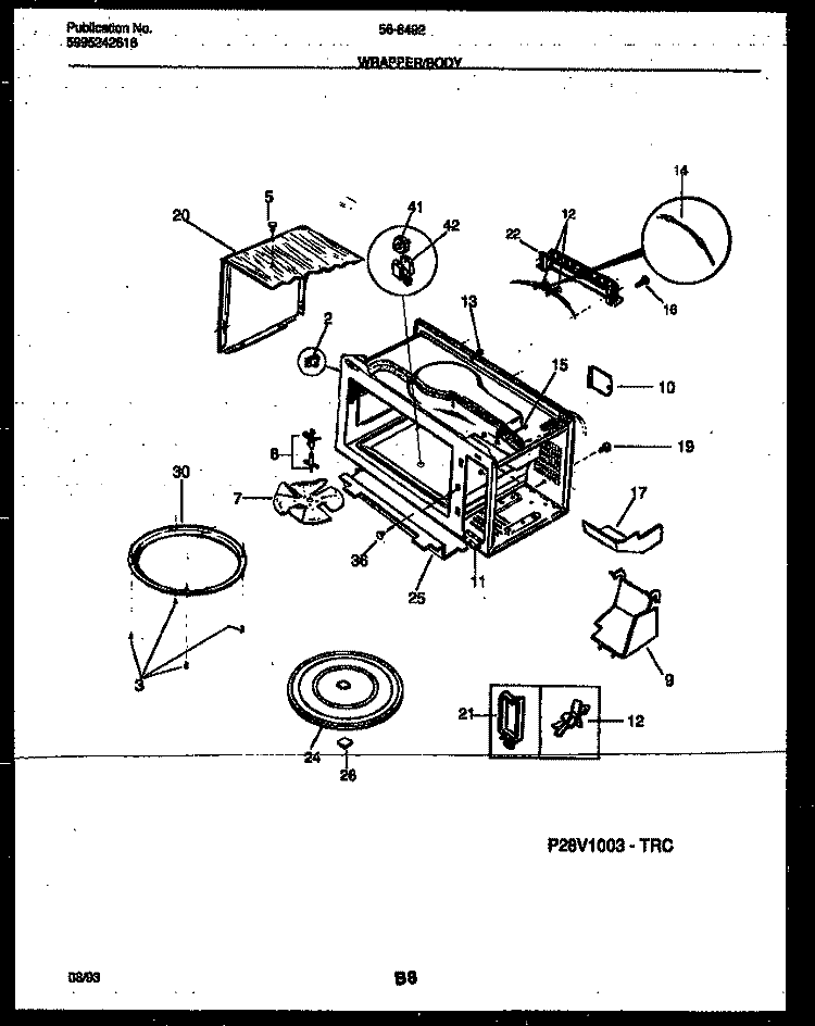 WRAPPER AND BODY PARTS Diagram and Parts List for 56-8492-10-03  Tappan Microwave