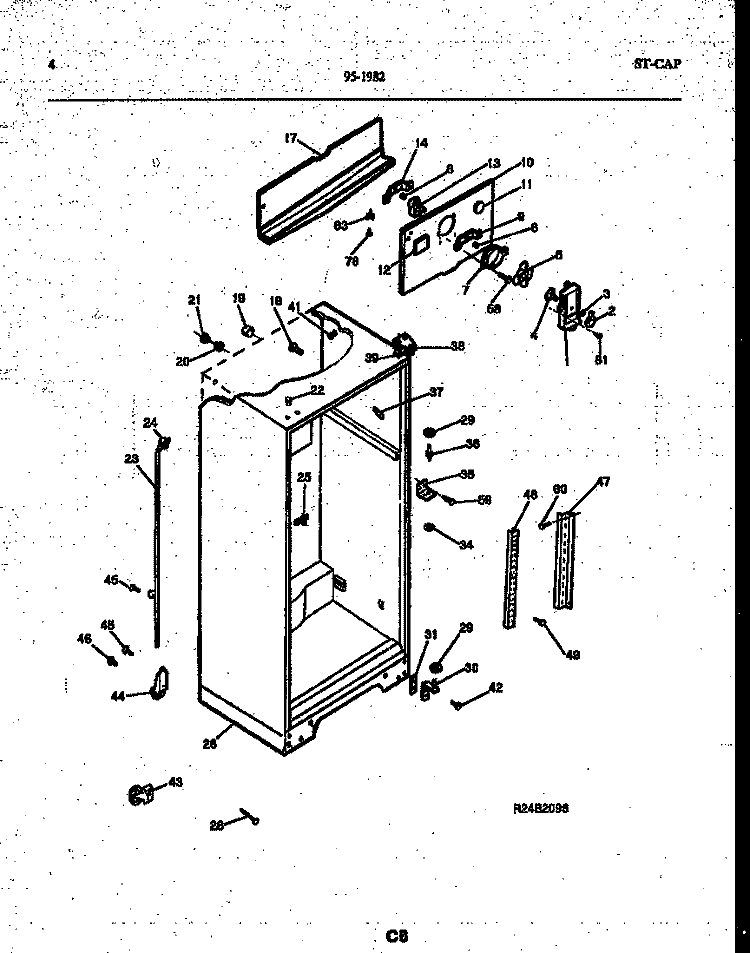 CABINET PARTS Diagram and Parts List for 95-1982-23-00  Tappan Refrigerator
