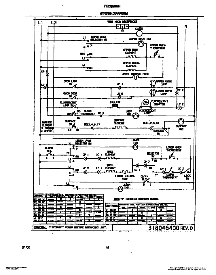 WIRING DIAGRAM Diagram and Parts List for TEO356BHD1  Tappan Range