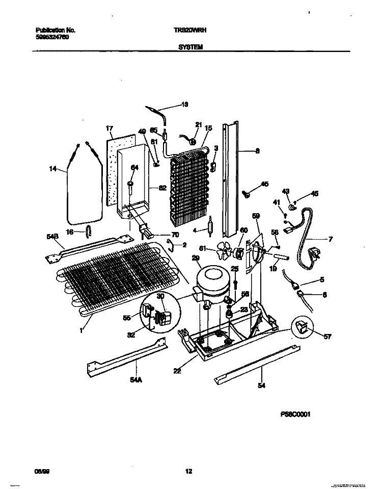 SYSTEM Diagram and Parts List for TRS20WRHW0  Tappan Refrigerator