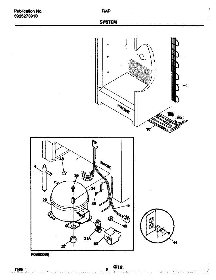 SYSTEM Diagram and Parts List for FMR3  Electrolux Freezer