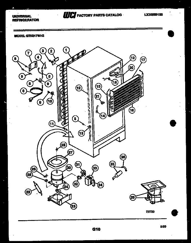 SYSTEM AND AUTOMATIC DEFROST PARTS Diagram and Parts List for GTN217HH2  Frigidaire Refrigerator