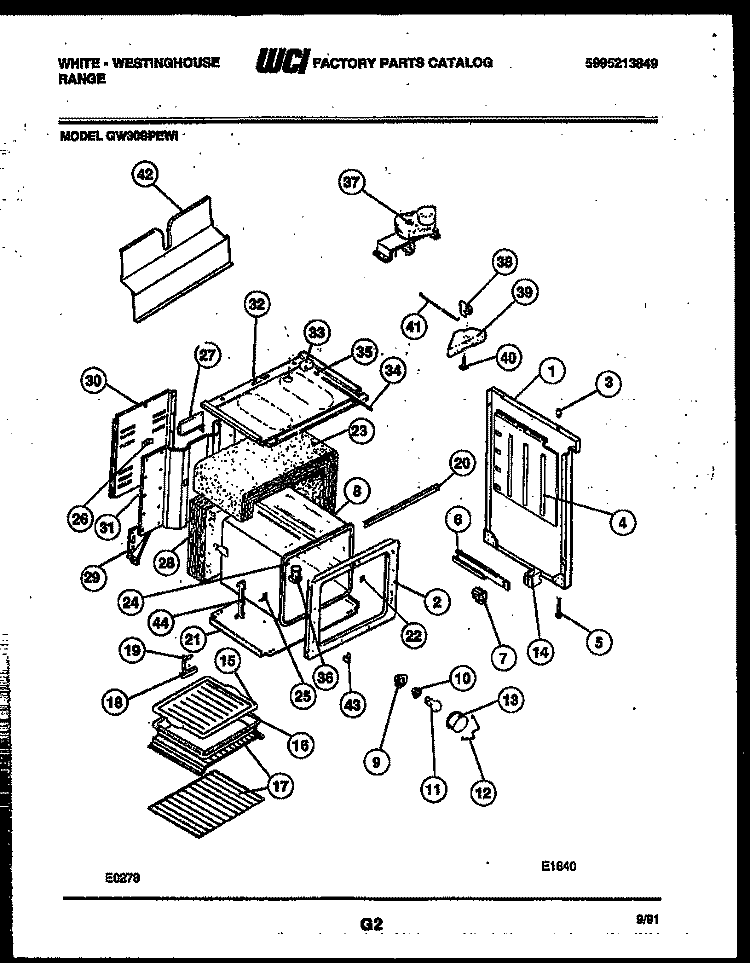 BODY PARTS Diagram and Parts List for GW30SPEW1  Frigidaire Range