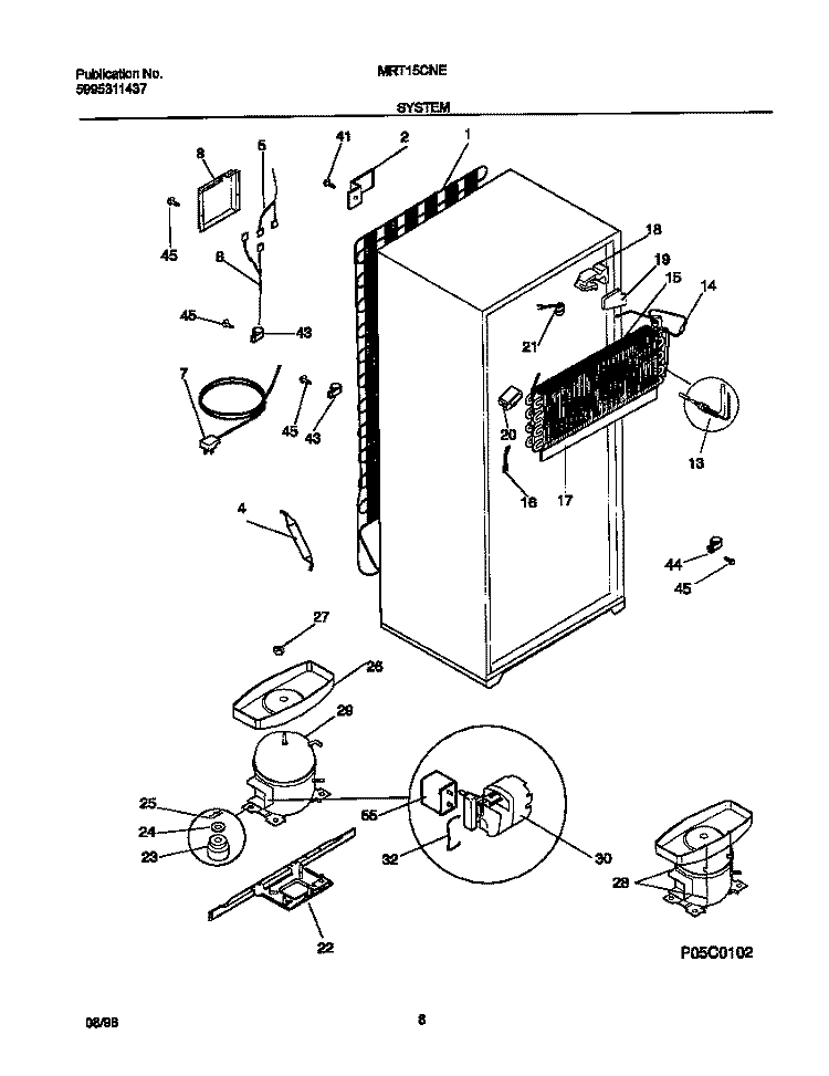 SYSTEM Diagram and Parts List for MRT15CNEW7  Frigidaire Refrigerator