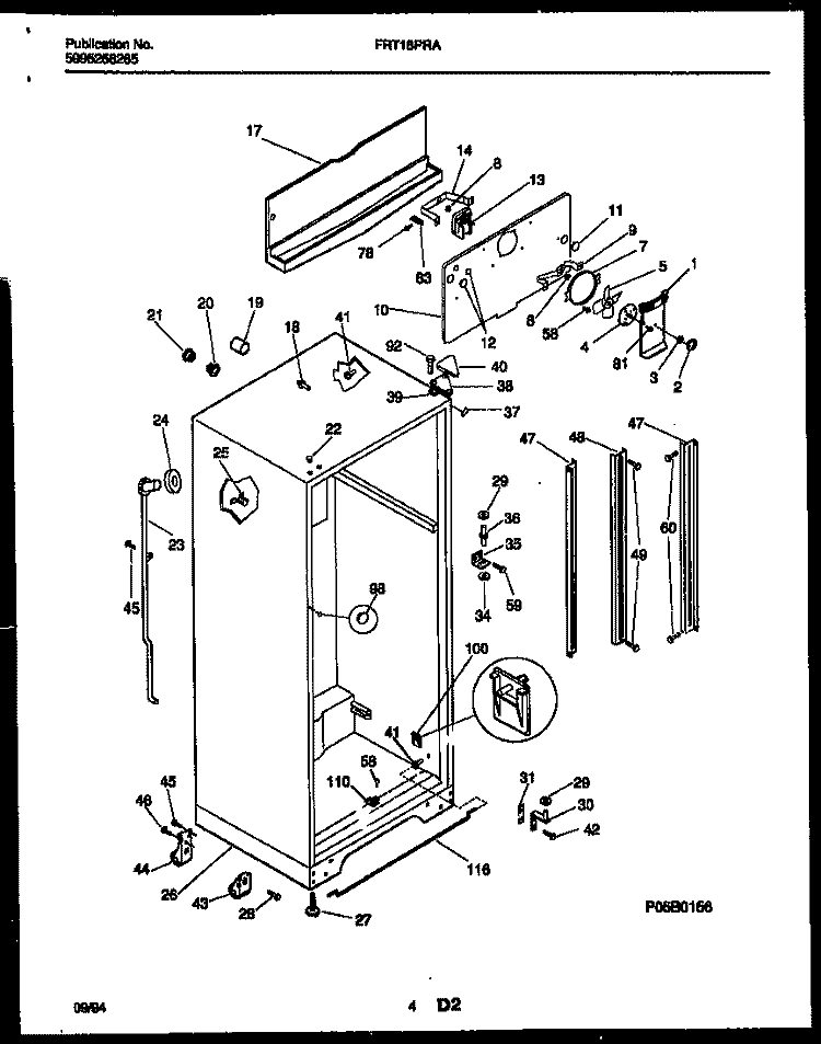 CABINET PARTS Diagram and Parts List for FRT18PRAD3  Frigidaire Refrigerator