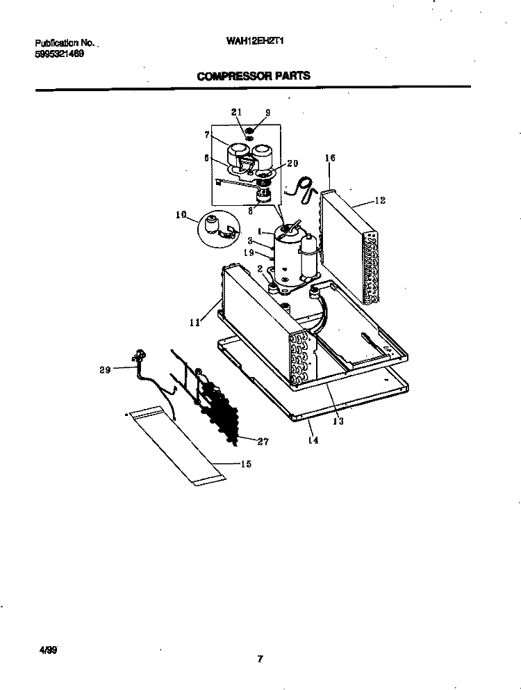 COMPRESSOR Diagram and Parts List for WAH12EH2T1  Frigidaire Air Conditioner