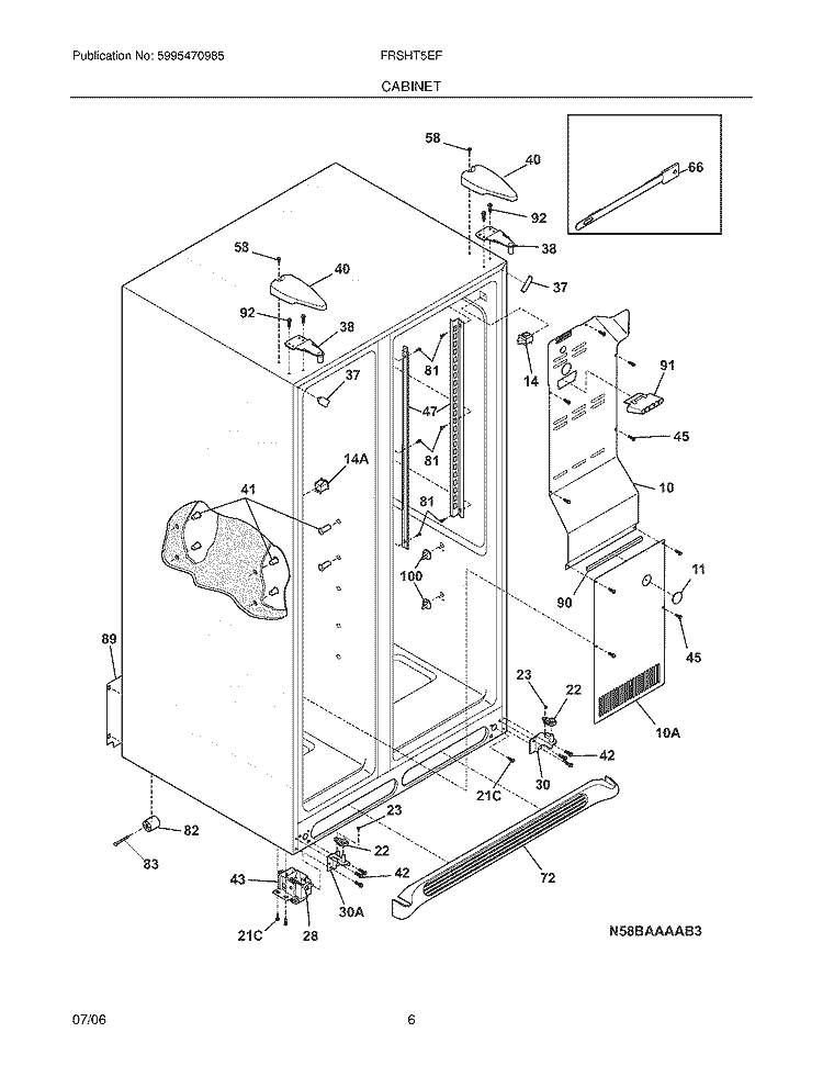 CABINET Diagram and Parts List for FRSHT5EFSB3  Frigidaire Refrigerator