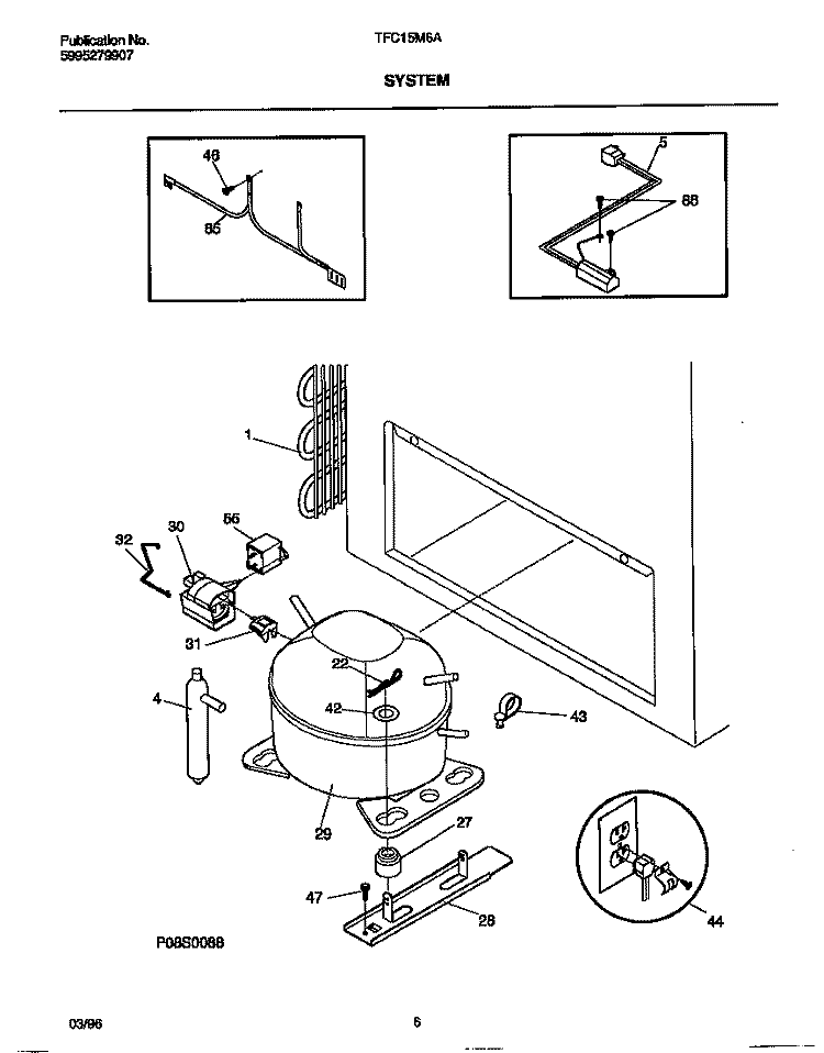 SYSTEM Diagram and Parts List for TFC15M6AW4  Tappan Freezer
