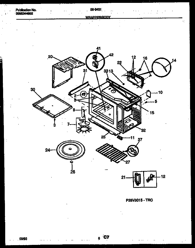 WRAPPER AND BODY PARTS Diagram and Parts List for 56-9431-10-06  Tappan Microwave