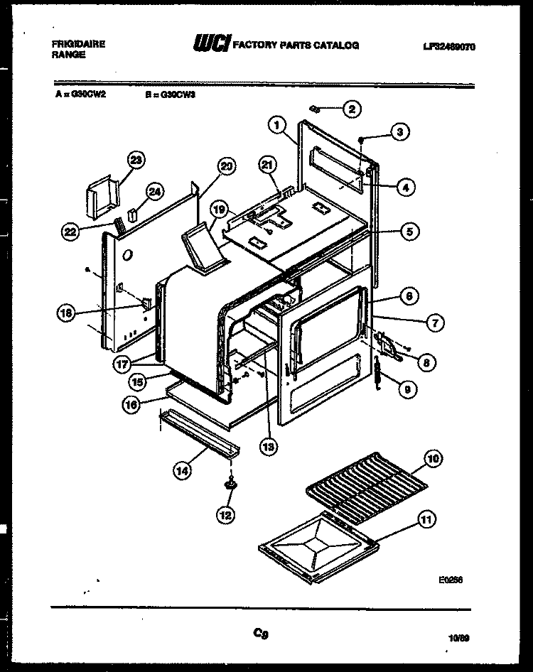 BODY PARTS Diagram and Parts List for G30CL2  Frigidaire Range