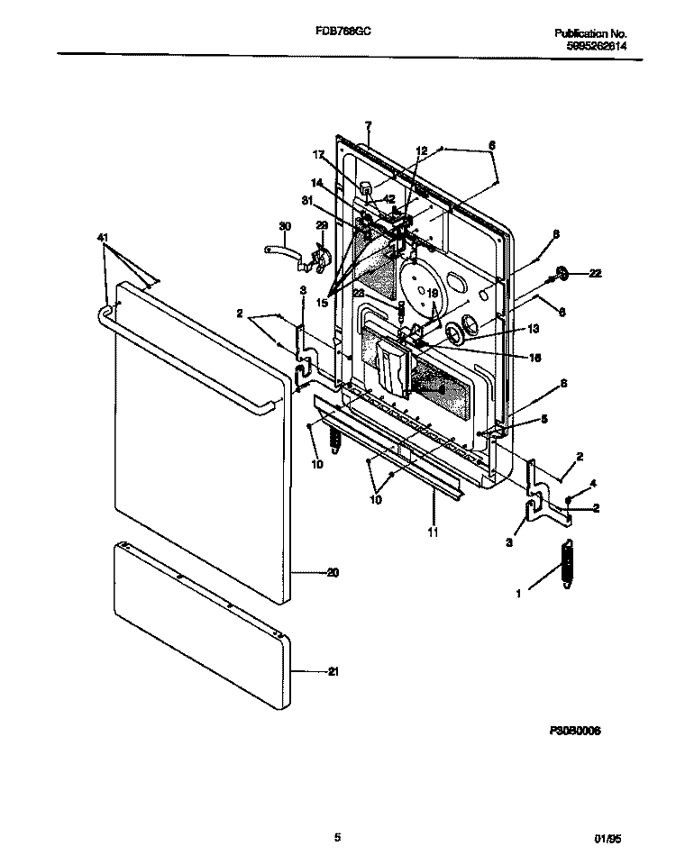 DOOR DETAILS Diagram and Parts List for FDB768GCC0  Frigidaire Dishwasher