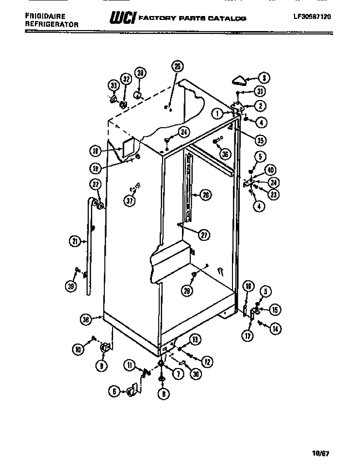 CABINET Diagram and Parts List for FPI16TEH0  Frigidaire Refrigerator