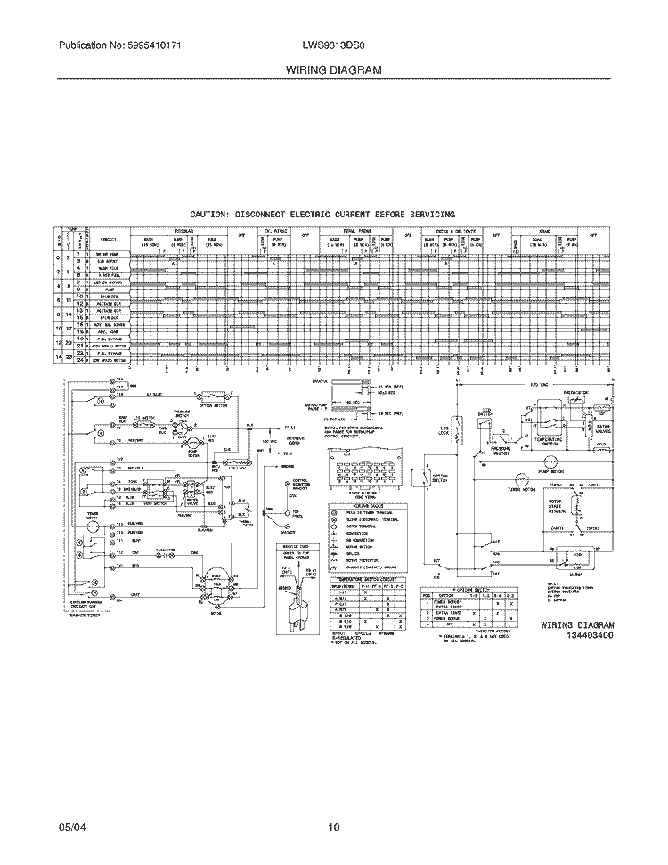 WIRING DIAGRAM Diagram and Parts List for LWS9313DS0  Frigidaire Washer