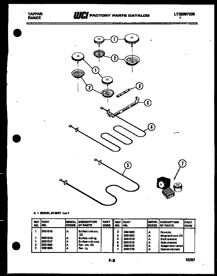 BROILER PARTS Diagram and Parts List for 31-2977-23-01  Tappan Range