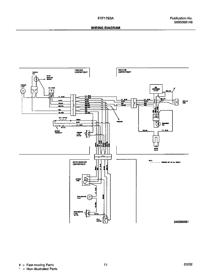 WIRING DIAGRAM Diagram and Parts List for FRT17B3AZ2  Frigidaire Refrigerator