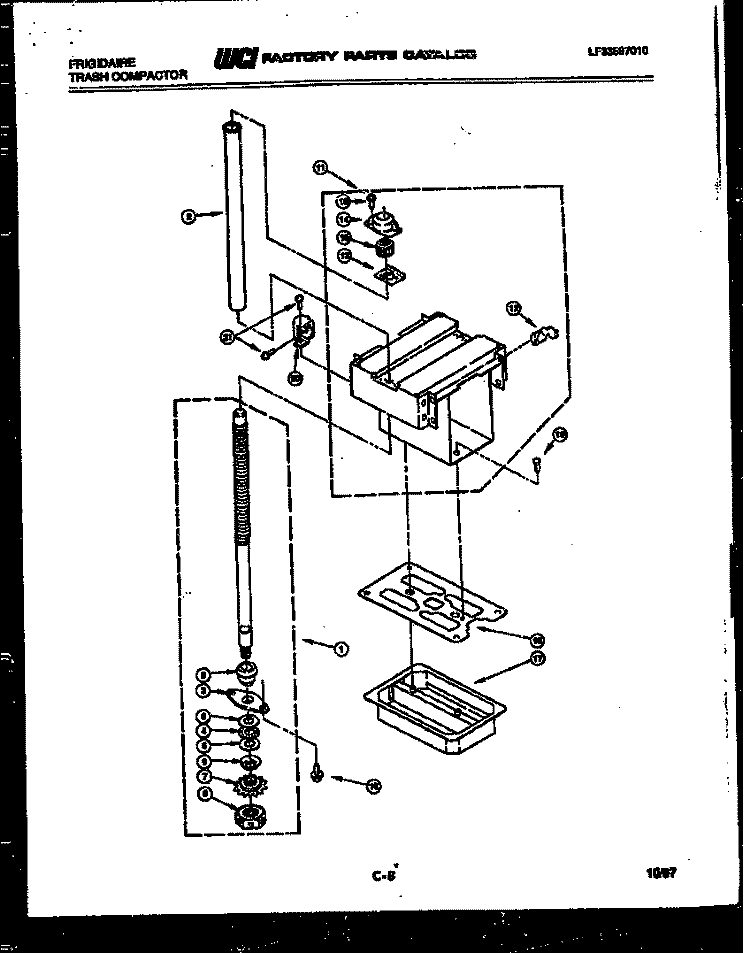 SCREW - POWER AND RAM ASSEMBLY Diagram and Parts List for TC3D2  Frigidaire Trash Compactor